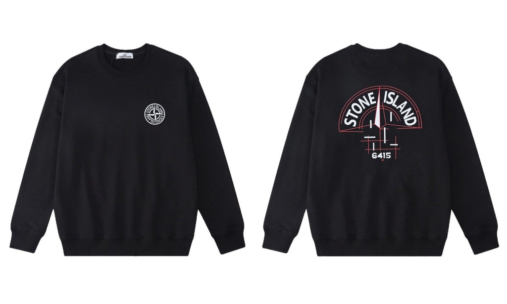 Stone Island Compass Print Crewneck Sweatshirt Men Autumn Pullover