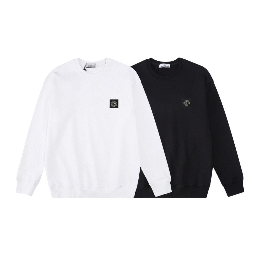 Stone Island Compass Print Crewneck Sweatshirt Men Autumn Pullover